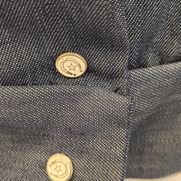 ECCLECTIC EMBROIDERED DENIM SHIRT JACKET WOMENS S/M GRAIL UNIQUE BOHO HIPPIE - Picture 4 of 9